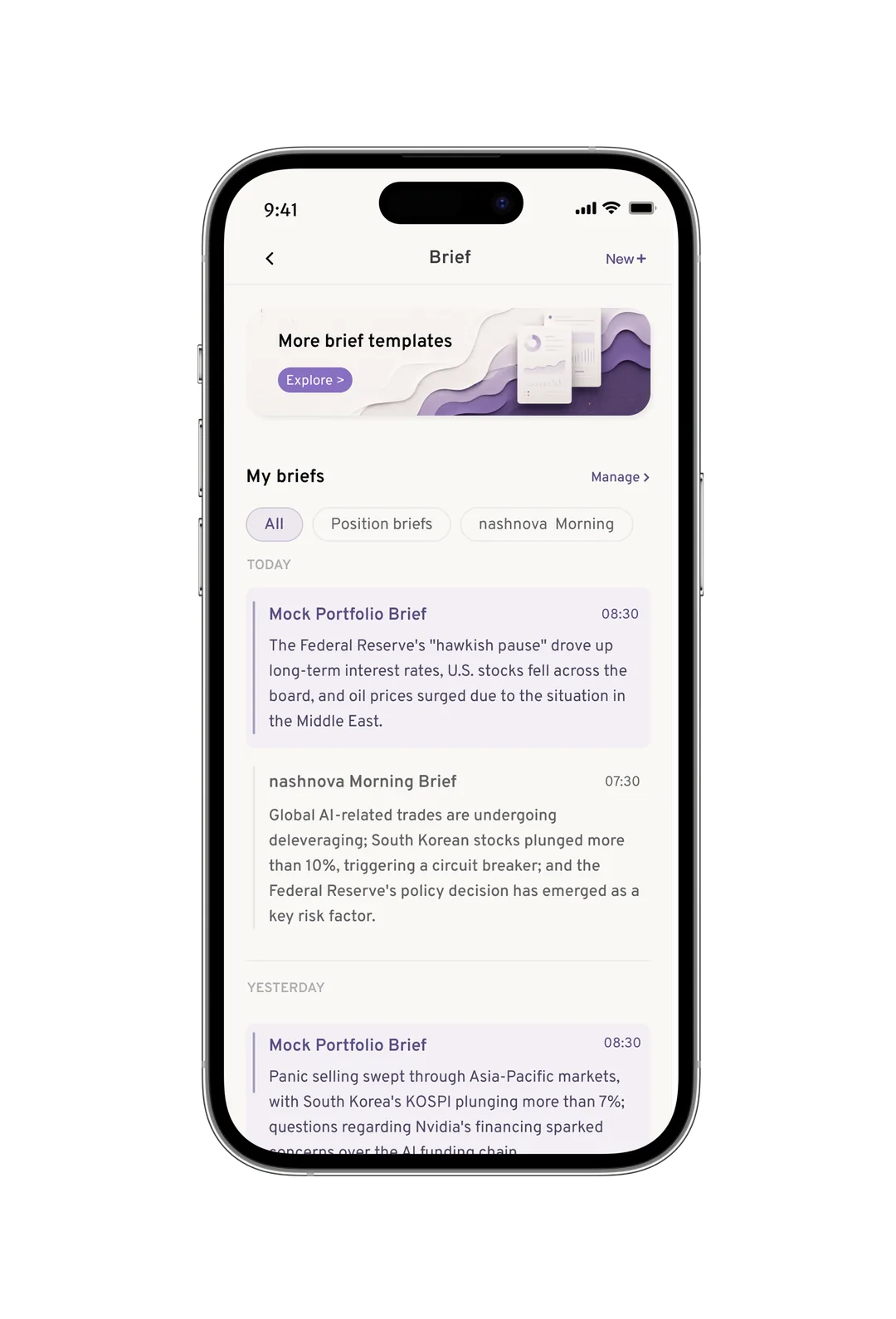 Personalized daily briefs in the Nashnova app